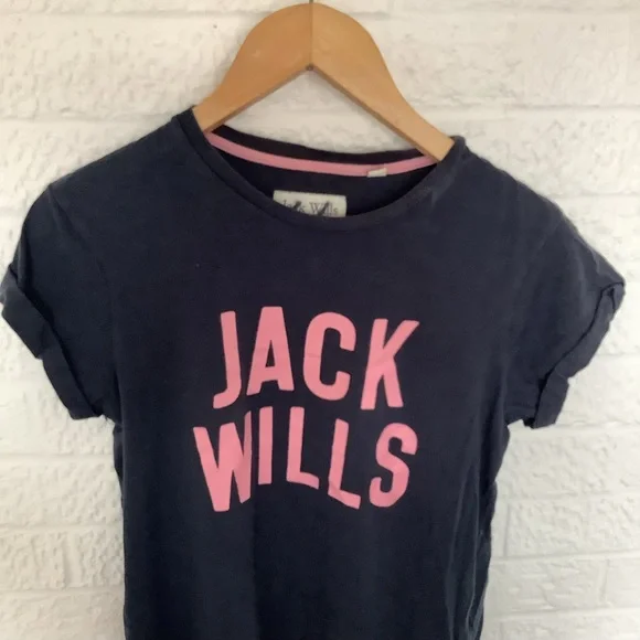 Jack Wills Round Neck T Shirt - Size 8 - Navy & Pink - Cotton - P2P 18” - Picture 7 of 7